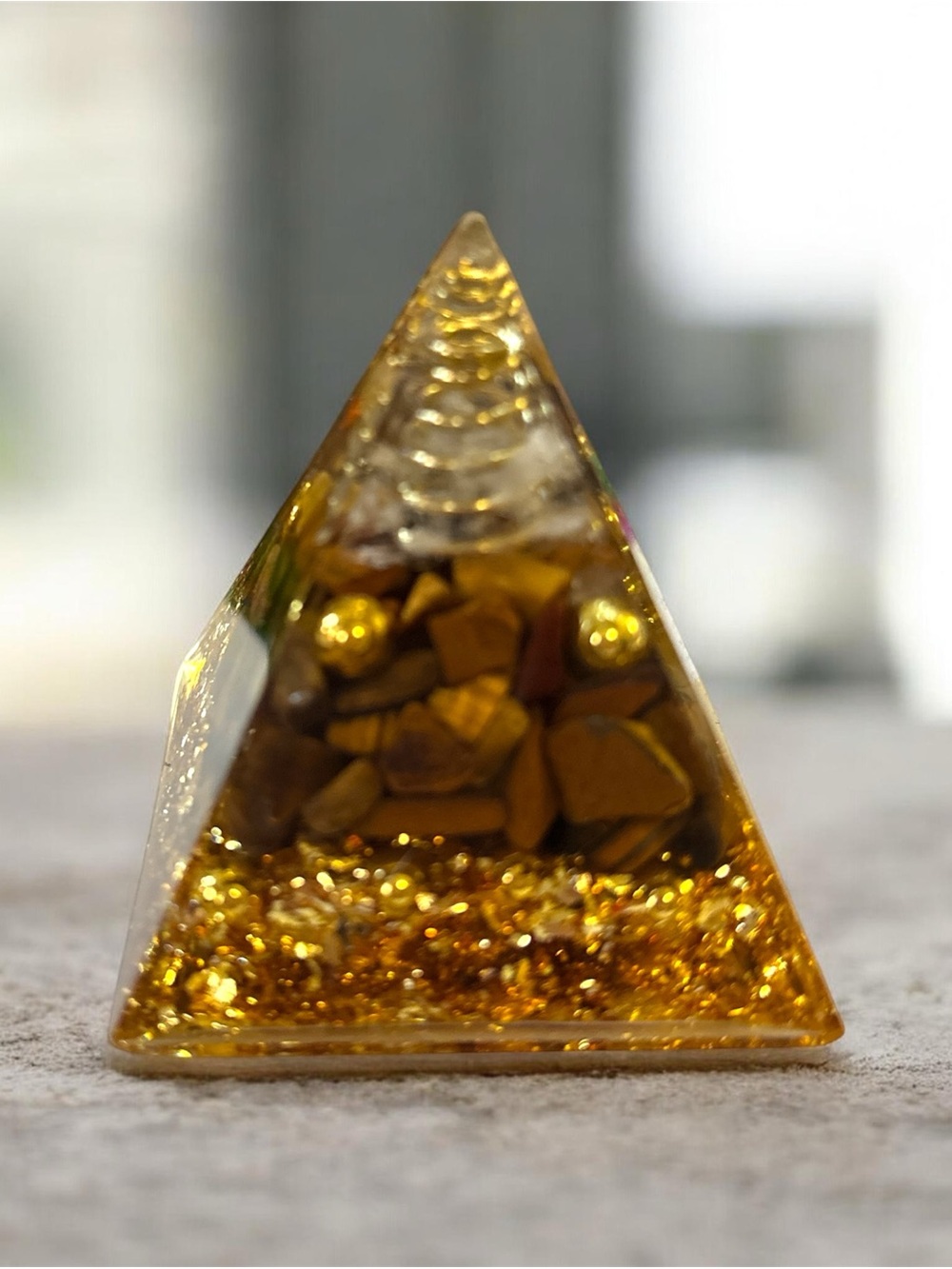 Tiger Eye Orgone Pyramid Décor - Home Art